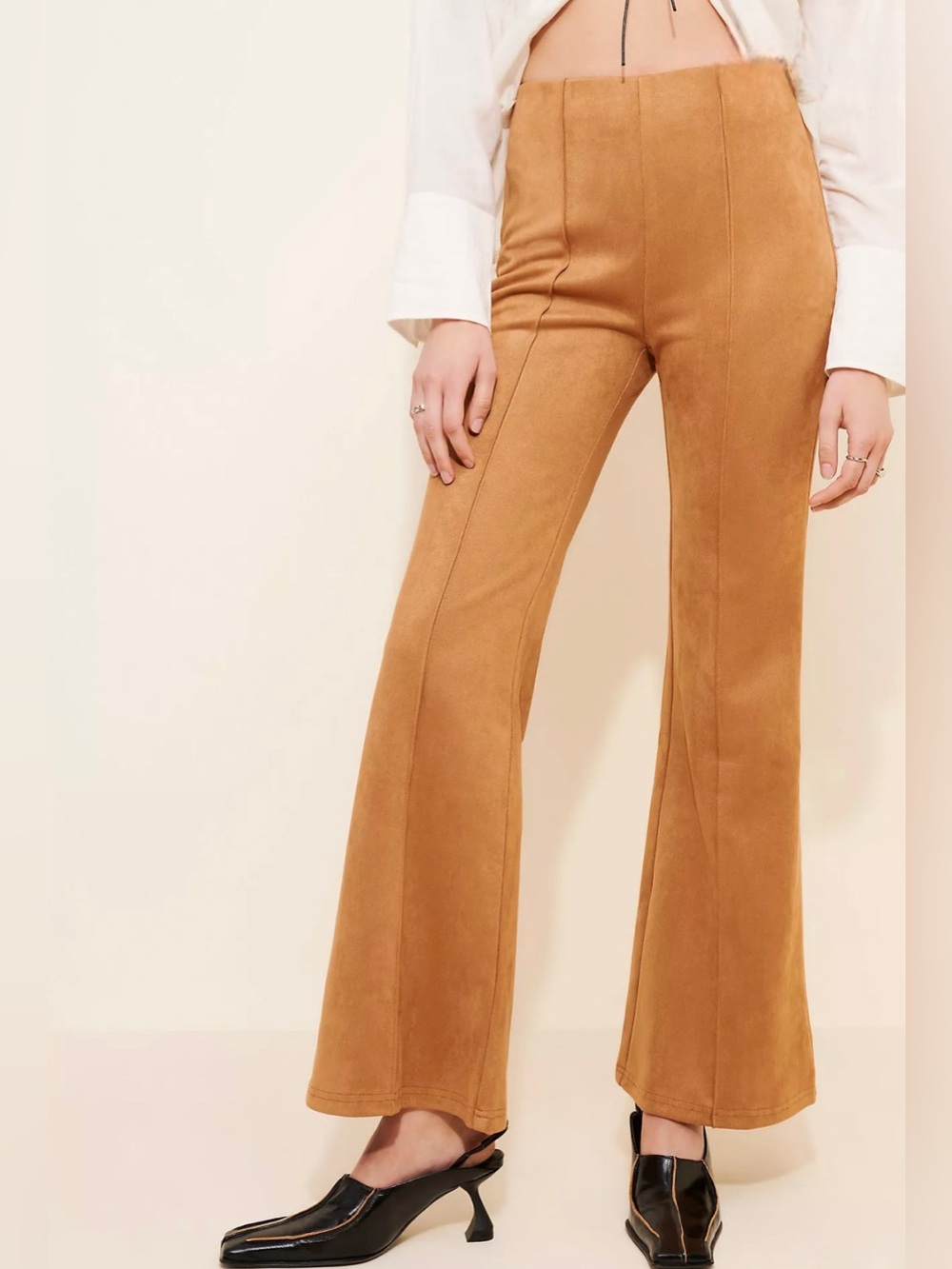 NWT Anthropologie en elly Vegan Suede Flare Wide-Leg Pants Size S